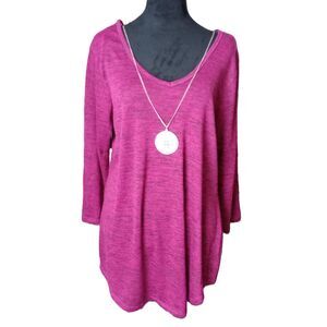 B&B Boutique Women's XL Purple Tunic With Attached Necklace, NWOT